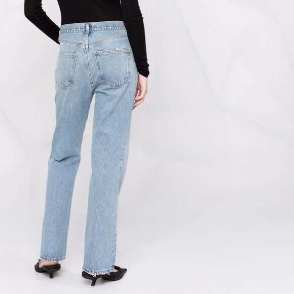 AGOLDE 90s High Waist Relaxed Boot Jeans Light Wash Wireless Blue NEW - Picture 2 of 14